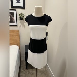 NWT Andrew Marc black and white striped dress, size 0